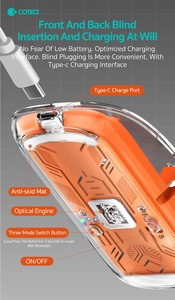 Coteci Ánh Sáng Văn Phòng Yên Tĩnh RGB Ma Thuật Có Thể Sạc Lại Chuột Không Dây 2.4G Bt 5.1 Dpi 2400 Chuột Phải Trong Suốt USB Chuột Cho PC - Product Image 5