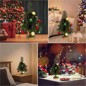 Decoración de Mesa, Mini Árbol de Navidad Verde de 32 cm, Artificial, de PVC, sin Luces, con Adornos de Bolas, para Hogar, Oficina, Fiesta - Product Image 6