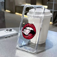 Étuis de téléphone pour hommes et femmes tendance pour Iphone7 8PLUS XS MAX XR 15 PRO MAX Objectif de précision Lèvres rouges sexy Étui de téléphone transparent