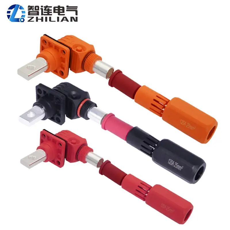 New Energy Red Black Orange 120A 200A High Current Plastic 25mm 50mm HV Energy Storage System Terminal Connector