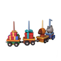 Porte-bougie d'anniversaire en résine écologique en forme de train, chaton, chiot, décoration d'intérieur, numéro personnalisable, fête d'enfants, 7 pouces de haut