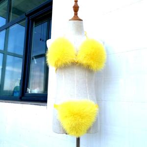 ชุดชั้นในบิกินี่สไตล์ฮิปสเตอร์สำหรับผู้หญิง  ชุดชั้นในบราขนสุนัขจิ้งจอกสำหรับผู้หญิง - Product Image 4