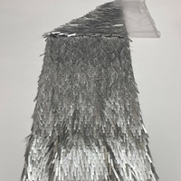Tissu en dentelle à sequins rectangulaires longs brodés effet flash pour robes, sacs, chaussures et décoration murale - Vente en gros