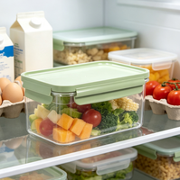Boîte de conservation alimentaire en plastique avec couvercle à fermeture à 4 côtés, pot de rangement pour réfrigérateur, idéal pour les céréales, les fruits, l'organisation de la cuisine et du garde-manger