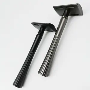 Maquinilla de afeitar de seguridad de doble filo personalizada de acero inoxidable negro mate de metal americano para hombres