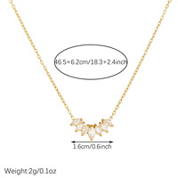 Collier élégant en acier inoxydable avec zircon marquise incurvé, plaqué or 18 carats, collier délicat pour femmes, bijoux de mariage