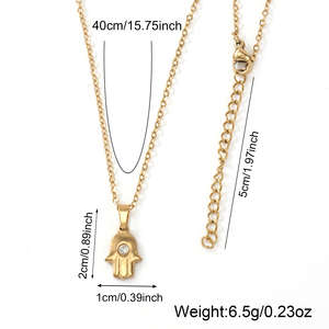 שרשרת תליון יד חמסה זהב go2boho, שרשרת תכשיטים רוחניים מינימליסטית לנשים מגן קסם שרשרת עיניים רעה - Product Image 6