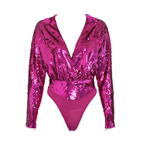 Robe Formelle Ajustée à Manches Longues pour Femmes et Filles, Col en V, Paillettes Roses, Longueur Genou, Effet Amincissant
