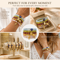 Bracelet élastique bohème en perles de calcédoine naturelle avec breloque poisson Koi doré et œil porte-bonheur pour femme, cadeau bijou