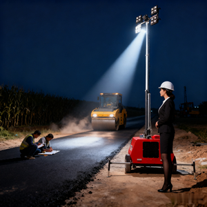 Hot bán 5M Telescopic mast xe đẩy tay đẩy chiếu sáng di động tháp với <span class=keywords><strong>LED</strong></span> nguồn ánh sáng - Product Image 2