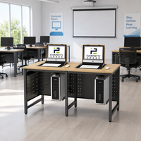 Escritorio Doble para Computadora con Soporte para PC, Superficie de HDF, Panel de Acero Resistente, 1200x600x750mm, Suministro para Proyectos Escolares y Gubernamentales