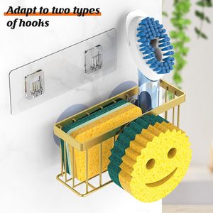 Support à éponge visage souriant doré champagne, égouttoir suspendu pour évier de cuisine, rangement sans perçage - Product Image 3
