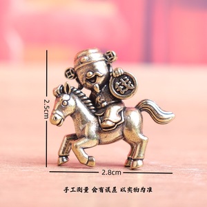 Figurine en laiton de dieu équestre de la richesse, style dessin animé, objet ancien, décoration de bureau, figurine de thé, artisanat, ornement en cuivre - Product Image 4