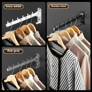 Organización de almacenamiento para el hogar, perchero retráctil plegable de acero inoxidable para ropa, abrigo, pelo, gancho de pared, poste de suspensión - Product Image 4