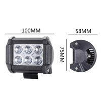 Projecteur de travail LED 18W de 4 pouces, 6 LED carrées, étanche IP67, robuste, faisceau spot et large, feux antibrouillard pour SUV, VTT, excavatrice
