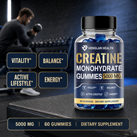 Suplemen Creatine Monohydrate 5000mg Gummies Label Pribadi OEM, Meningkatkan Pertumbuhan Otot, 60 Buah