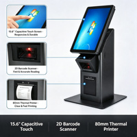 Kiosque de caisse enregistreuse libre-service de 15.6 pouces POS Machine de paiement de bureau à écran tactile avec imprimante thermique et scanner QR