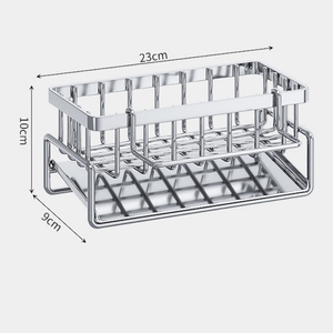 Organisateur d'évier de cuisine avec porte-brosse et <span class=keywords><strong>bac</strong></span> d'égouttement - Porte-éponge en acier au carbone avec barre porte-serviette <span class=keywords><strong>noir</strong></span> - Product Image 2