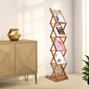 Expositor Plegable de Madera, Soporte Portátil Pop-up para Exhibición, Expositor de Bambú Premium para Revistas en Ferias Comerciales - Product Image 1