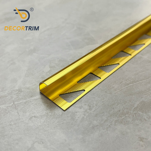 DECORTRIM OEM&ODM Profilé en aluminium quart <span class=keywords><strong>de</strong></span> cercle pour carrelage, profil ouvert 24x11.6mm, finition dorée polie, bordure métallique pour la décoration des sols et des murs - Product Image 2
