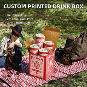 Custom Logo Printed Eco-Friendly Recycled Beverage for Folder Style Cardboard Packaging <b>Box</b> with Handle - Product Image 2