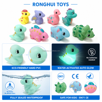 Jouets de bain lumineux dinosaures à collectionner, jouets en caoutchouc activés par l'eau (Triceratops, Stégosaure), lumières sensorielles pour le bain, thème Dragon