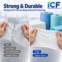 Lingettes industrielles jetables en tissu non tissé ICF Clean Processing, faible teneur en fibres, en viscose, pour le nettoyage des équipements de précision et des installations industrielles