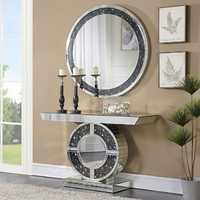 Offre Spéciale noir écrasé diamant miroir Console Table moderne de luxe décor à la maison pour salon et hôtel pour entrée de couloir