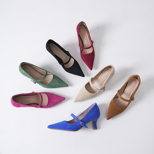 CARVELAR Talla grande Transpirable Tacón Delgado Tacones altos Gamuza Color sólido Correa recta Asistente de vuelo Mujer Singles - Product Image 1