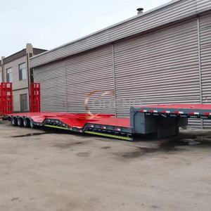 Remolque de camión de 2-3 ejes 50ton 60ton Heavy Duty Factory Direct Hydraulic Gooseneck Lowboy Lowbed Low Bed Semi Trailer Truck - Product Image 6
