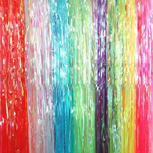 Birthday Party Backdrops Wedding Decoration Candy Transparent Tassel Rain Curtain Foil Fringe Curtain