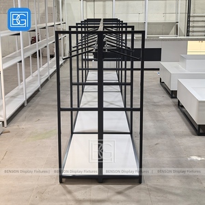 Có thể điều chỉnh công nghiệp phong cách kim loại khung may mặc hiển thị giá tùy chỉnh cửa hàng tầng thường vụ bán lẻ đồ đạc - Product Image 4