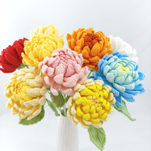 Bouquet <span class=keywords><strong>di</strong></span> Peonie Oversize Fatto a Mano all'Uncinetto in Cotone, Fiore Simulato in Filato Lavabile per Regali e Decorazioni per la Casa - Product Image 1