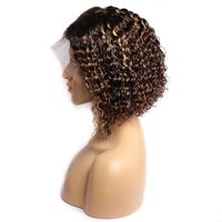 13x4 Lace Front Perruque Ombre Brun 4/27 Bouclés Vague Secondaire Couleur Dentelle Frontale Perruques de Cheveux Humains