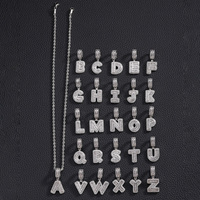 TZM1 Collier Pendentif Unisexe en Laiton Argenté avec Lettre de l'Alphabet Anglais en Zircon, Style Hip-Hop New Rock, Bijou de Mode pour Hommes