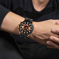 Montre-bracelet à quartz pour homme, grande taille, chronographe, résistante à l'eau 3 ATM, bracelet en acier inoxydable et alliage, verre de haute qualité, style sport et mode