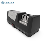Aiguiseur de couteaux électrique compact EDGBLACK, 2 étapes, diamant, acier inoxydable, 360° # /600 #   Affûteur manuel universel à tension variable Grit