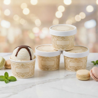 Bol à glace pilée jetable de haute qualité, avec un design élégant de fleurs en papier artisanal, pour les boissons glacées et les glaces