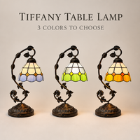   Lampe de table style vitrail rechargeable USB-C, abat-jour bronze antique Art Nouveau, pour hôtel, café, décoration intérieure