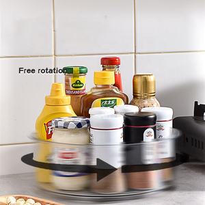 Multifunction 9/12 inch single tier 360 degree clear lazy susan kitchen pantry organizer rotating storage rack