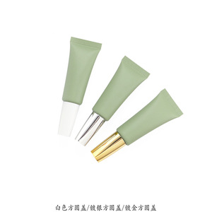 Tubes de gloss à lèvres personnalisables avec logo, emballage cosmétique, flacon de 10 ml, applicateur métallique vert vide, tube en plastique pour baume à lèvres - Product Image 6