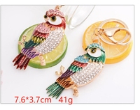 Vente en gros porte-clés hibou animaux strass cristal pailleté porte-clés multi-couleurs bling brillant diamant émail grand oeil hibou porte-clés
