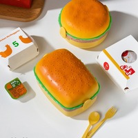 Boîte d'emballage en plastique personnalisée en forme de hamburger mignon pour enfants, étudiants, déjeuner, fruits, bonbons, aliments, conteneur de rangement extérieur