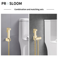 Ensemble de pulvérisation pour bidet mural moderne en laiton, finition or clair, avec douchette écologique et accessoires Shattaf