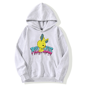 Sweat à capuche unisexe noir en maille ample avec imprimé <span class=keywords><strong>Pikachu</strong></span> vieilli et graffiti 'RECKLESS' - Streetwear anime audacieux Printemps ODM - Product Image 3