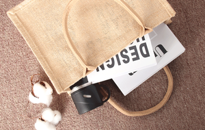 Eco Friendly Recycled Custom Logo Printing Women'<strong>s</strong> Linen Handbag Reusable Travel Handle Gift Shopping <strong>Tote</strong> <strong>Jute</strong> <strong>Bag</strong> With Zipper - Product Image 6