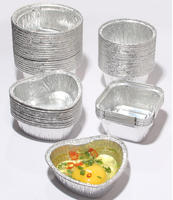Moules de cuisson en aluminium de qualité alimentaire résistants à la chaleur, récipients jetables ronds et en forme de cœur pour la cuisson des œufs, des cupcakes et de la friture à l'air chaud