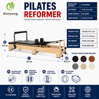 Mesin Pilates Reformer Lipat Aluminium Kayu Oak Maple, Core Bed Tahan Lama dan Portabel untuk Rumah & Studio Yoga