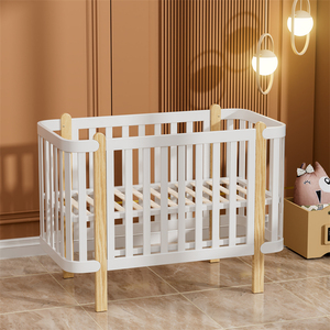 Culla Moderna in Legno per Neonati con Altezza Regolabile e Sponda Laterale, <span class=keywords><strong>Lettino</strong></span> per Bambini in Legno Massello, Design Personalizzato OEM - Product Image 1