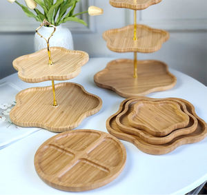 Wholesale Wedding Party Fruit <strong>Candy</strong> Cookie Serving <strong>Tray</strong> Kitchen Multi Layer Bamboo Cake <strong>Tray</strong> 3 Tier with Stainless Steel - Product Image 3